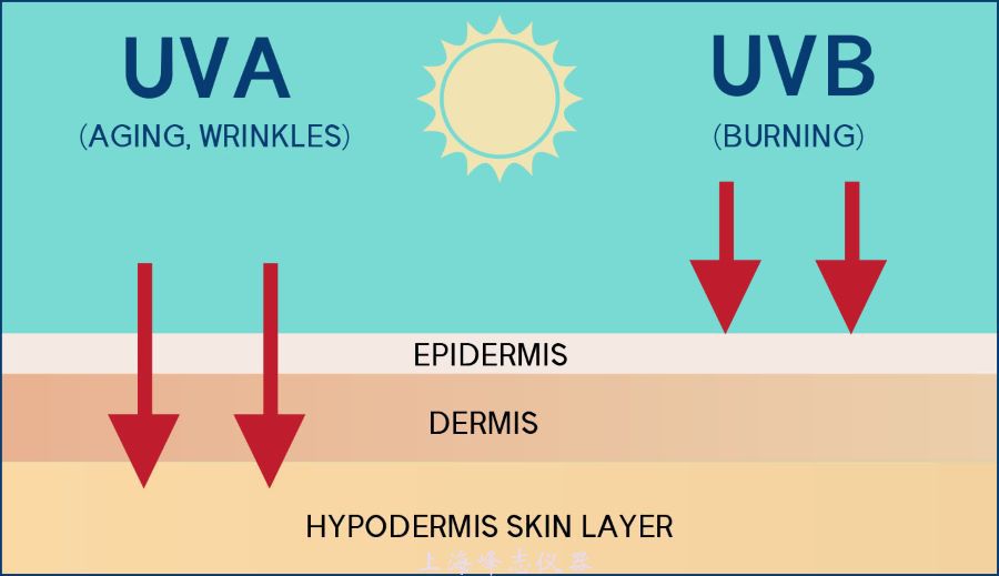 UVA和UVB对皮肤的辐射深度示意图